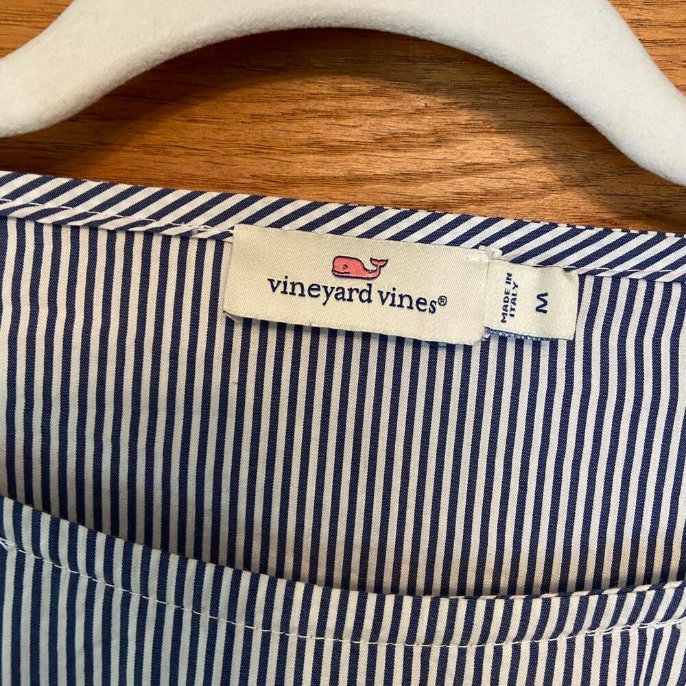 Vineyard Vines cotton blue and white striped short sleeve dress - Picture 4 of 5